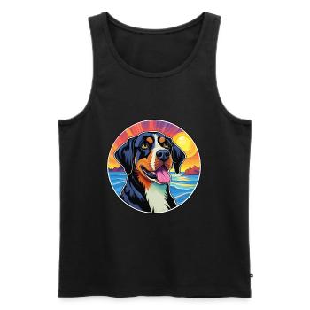 Grande race de chien de montagne suisse dessin animé coloré - Débardeur bio Premium Homme - noir - Devant - Michal (187cm)