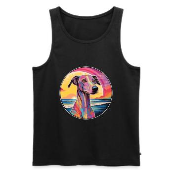 Galgo Español Hunderasse Bunte Karikatur Watercolo - Männer Premium Bio Tank Top - Schwarz - Vorne - Michal (187cm)