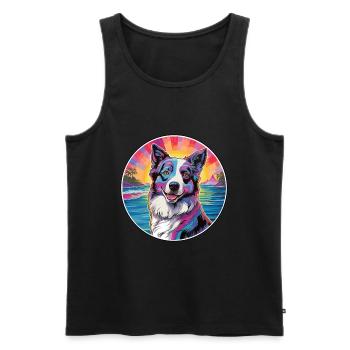 Georgischer Schäferhund Rasse Buntes Karikatur Wasser - Männer Premium Bio Tank Top - Schwarz - Vorne - Michal (187cm)