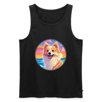 Deutsche Spitz Hunderasse bunte Karikatur Aquarell - Männer Premium Bio Tank Top - Schwarz - Vorne - AI Model Male 178 light (178cm)