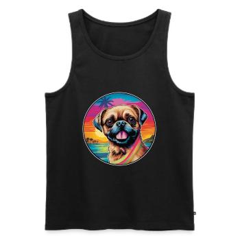 Griffon Bruxellois Dog Breed Colorful Cartoon Wate - Men's Premium Organic Tank Top - black - Front - AI Model Male 178 light (178cm)