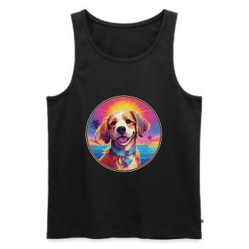 Griffon Nivernais Race De Chien Coloré Dessin Animé Eau - Débardeur bio Premium Homme - noir - Devant - Michal (187cm)