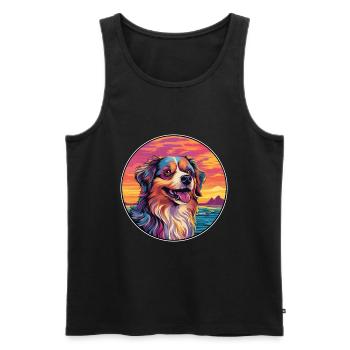 Himalayan Sheepdog Dog Breed Colorful Cartoon Wate - Men's Premium Organic Tank Top - black - Front - AI Model Male 178 light (178cm)