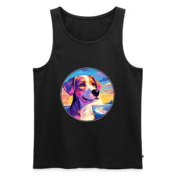 Hokkaido Chien Race Coloré Dessin Animé Aquarelle - Débardeur bio Premium Homme - noir - Devant - Michal (187cm)