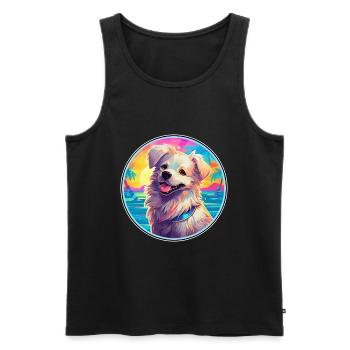 Hygenhund chien race coloré dessin animé aquarelle - Débardeur bio Premium Homme - noir - Devant - Michal (187cm)
