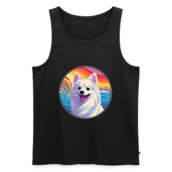 Spitz japonais chien race coloré dessin animé watercol - Débardeur bio Premium Homme - noir - Devant - Michal (187cm)