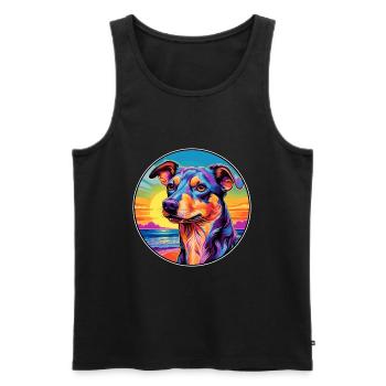 Hare Indian Dog Breed Colorful Cartoon Watercolor - Men's Premium Organic Tank Top - black - Front - Michal (187cm)