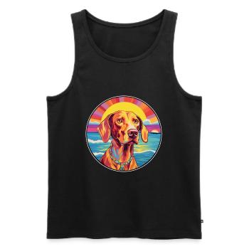 Hongrois Vizsla Race De Chien Coloré Cartoon Waterc - Débardeur bio Premium Homme - noir - Devant - Michal (187cm)