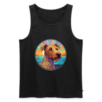Irish Terrier Dog Breed Colorful Cartoon Watercolo - Men's Premium Organic Tank Top - black - Front - Michal (187cm)