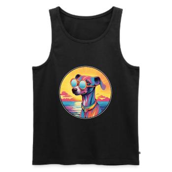 Lévrier italien chien race coloré dessin animé eau - Débardeur bio Premium Homme - noir - Devant - Michal (187cm)