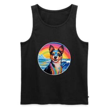 Terrier japonais race de chien dessin animé coloré Waterc - Débardeur bio Premium Homme - noir - Devant - Michal (187cm)