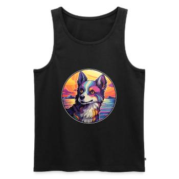 Karelo Finnish Laika Dog Breed Colorful Cartoon Wa - Men's Premium Organic Tank Top - black - Front - Michal (187cm)
