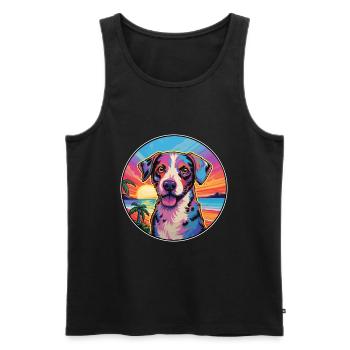 Jamthund Dog Breed Colorful Cartoon Watercolor - Men's Premium Organic Tank Top - black - Front - Michal (187cm)