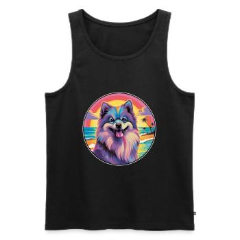 Keeshond Dog Breed Colorful Cartoon Watercolor - Men's Premium Organic Tank Top - black - Front - Michal (187cm)