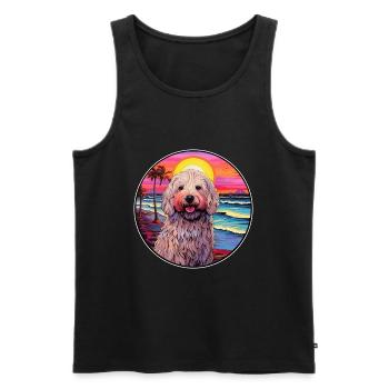 Komondor Dog Breed Aquarelle de dessin animé coloré - Débardeur bio Premium Homme - noir - Devant - Michal (187cm)