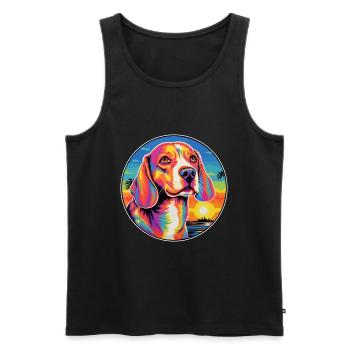 Kerry Beagle chien race coloré dessin animé aquarelle - Débardeur bio Premium Homme - noir - Devant - Michal (187cm)