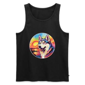 Labrador Husky Hunderasse Bunte Karikatur Watercol - Männer Premium Bio Tank Top - Schwarz - Vorne - Michal (187cm)
