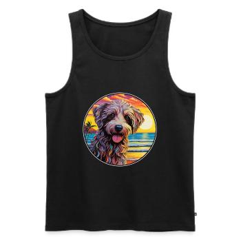 Labradoodle Dog Breed Colorful Cartoon Watercolor - Men's Premium Organic Tank Top - black - Front - AI Model Male 178 light (178cm)