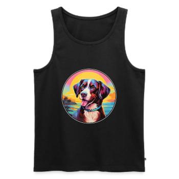 Laufhund Hunderasse buntes Karikatur-Aquarell - Männer Premium Bio Tank Top - Schwarz - Vorne - Michal (187cm)