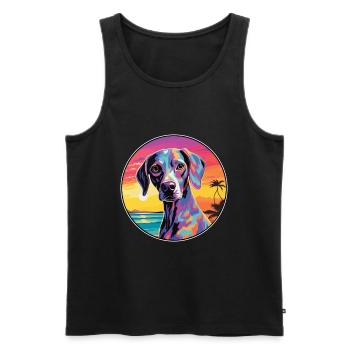 Leopard Cur Dog Breed Colorful Cartoon Watercolor - Men's Premium Organic Tank Top - black - Front - AI Model Male 178 light (178cm)