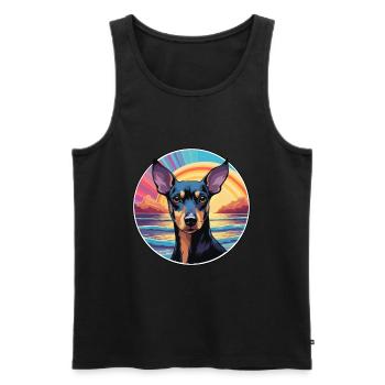 Manchester Terrier Race De Chien Coloré Cartoon Wate - Débardeur bio Premium Homme - noir - Devant - AI Model Male 178 light (178cm)