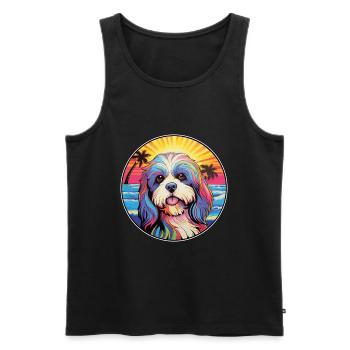 Lhasa Apso Hunderasse bunte Karikatur Aquarell - Männer Premium Bio Tank Top - Schwarz - Vorne - Michal (187cm)