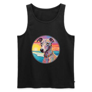 Lurcher Dog Breed Colorful Cartoon Watercolor - Men's Premium Organic Tank Top - black - Front - AI Model Male 178 light (178cm)