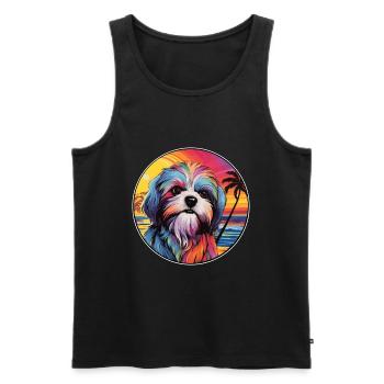 Maltais Shih Tzu Race De Chien Coloré Cartoon Waterc - Débardeur bio Premium Homme - noir - Devant - Michal (187cm)