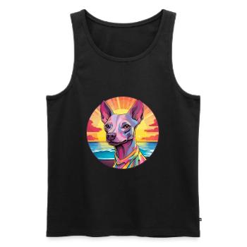 Mexikanische haarlose Hunderasse bunte Karikatur Wasserc - Männer Premium Bio Tank Top - Schwarz - Vorne - Michal (187cm)