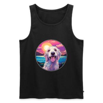 Maremma Sheepdog Dog Breed Colorful Cartoon Waterc - Men's Premium Organic Tank Top - black - Front - AI Model Male 178 light (178cm)