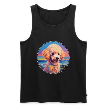 Miniatur-Pudel-Hunderasse Bunte Karikatur Wasserc - Männer Premium Bio Tank Top - Schwarz - Vorne - Michal (187cm)