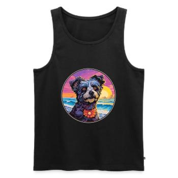Mudi Hunderasse Buntes Karikatur Aquarell - Männer Premium Bio Tank Top - Schwarz - Vorne - Michal (187cm)