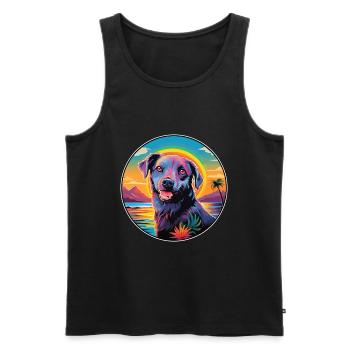 Nouvelle-Zélande Race Chien Coloré Dessin Animé Aquarelle - Débardeur bio Premium Homme - noir - Devant - Michal (187cm)