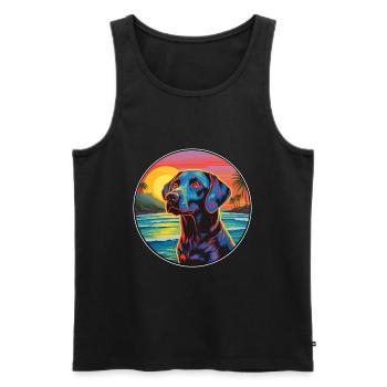 Nouvelle-Zélande Tête Chien Race Coloré Cartoon Wat - Débardeur bio Premium Homme - noir - Devant - Michal (187cm)