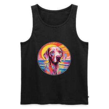 Vieux chien d’arrêt danois race coloré dessin animé Wate - Débardeur bio Premium Homme - noir - Devant - Michal (187cm)