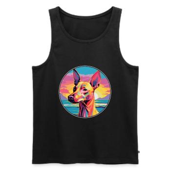 Podenco Canario Race de chien Dessin animé coloré Waterco - Débardeur bio Premium Homme - noir - Devant - Michal (187cm)