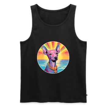 Chien nu péruvien race coloré dessin animé eau - Débardeur bio Premium Homme - noir - Devant - Michal (187cm)