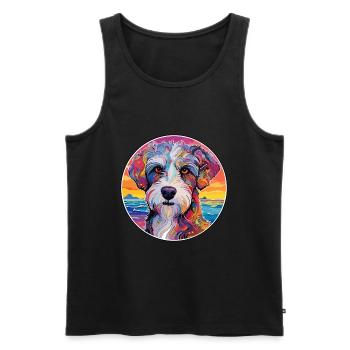 Chien de berger picard race de chien dessin animé coloré Waterc - Débardeur bio Premium Homme - noir - Devant - Michal (187cm)