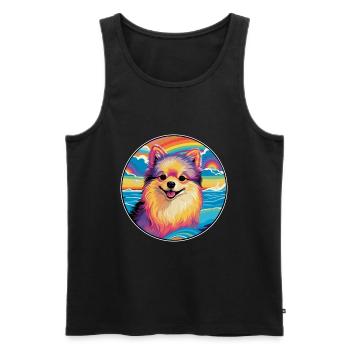 Pomeranian Spitz Hunderasse Bunte Karikatur Wasserc - Männer Premium Bio Tank Top - Schwarz - Vorne - Michal (187cm)
