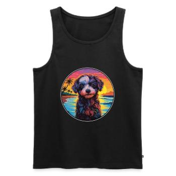 Puli Dog Breed Aquarelle de dessin animé coloré - Débardeur bio Premium Homme - noir - Devant - Michal (187cm)