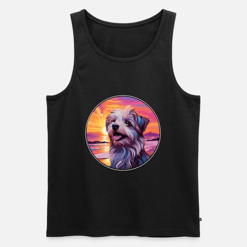 Pyrenäen-Schäferhund-Rasse buntes Karikatur-Wasser - Männer Premium Bio Tank Top - Schwarz