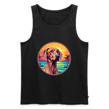 Rhodesian Ridgeback Hunderasse Bunte Karikatur Wat - Männer Premium Bio Tank Top - Schwarz - Vorne - Michal (187cm)