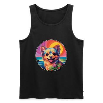 Russe Jouet Chien Race Coloré Dessin Animé Aquarelle - Débardeur bio Premium Homme - noir - Devant - Michal (187cm)