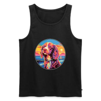 Pont Audemer Épagneul Chien Race Coloré Cartoon Wa - Débardeur bio Premium Homme - noir - Devant - Michal (187cm)