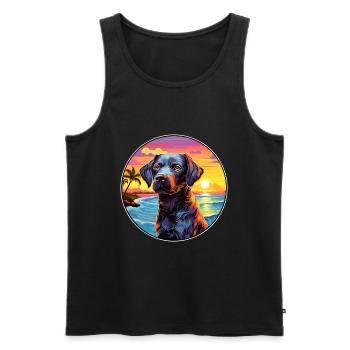 Chien de garde portugais race de chien coloré dessin animé Wat - Débardeur bio Premium Homme - noir - Devant - Michal (187cm)