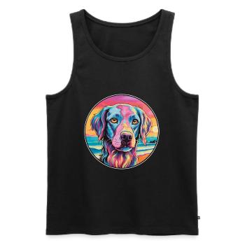 Sapsali Dog Breed Colorful Cartoon Watercolor - Men's Premium Organic Tank Top - black - Front - Michal (187cm)
