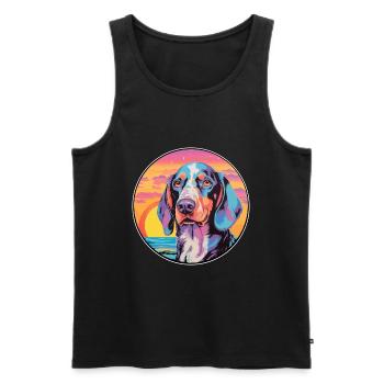 Russian Harlequin Hound Dog Breed Colorful Cartoon - Men's Premium Organic Tank Top - black - Front - AI Model Male 178 light (178cm)