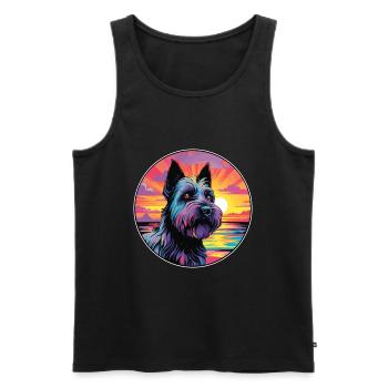 Scottish Terrier Dog Breed Colorful Cartoon Waterc - Men's Premium Organic Tank Top - black - Front - Michal (187cm)