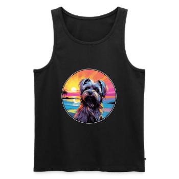 Skye Terrier Hunderasse bunte Karikatur Aquarell - Männer Premium Bio Tank Top - Schwarz - Vorne - AI Model Male 178 light (178cm)
