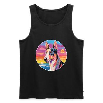 Smooth Collie Dog Breed Colorful Cartoon Watercolo - Men's Premium Organic Tank Top - black - Front - AI Model Male 178 light (178cm)